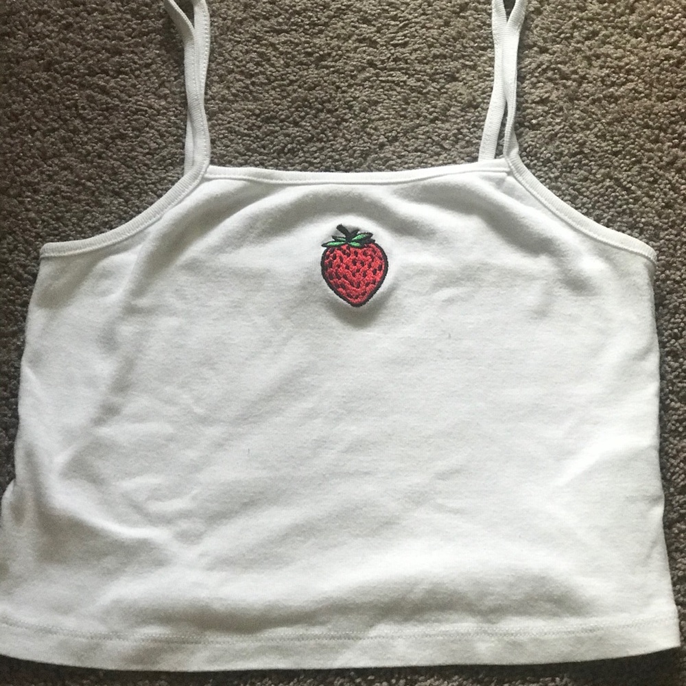 White strawberry tank crop top